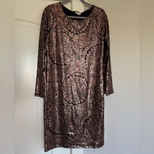 3/$20 Elegant Black and Copper Patterned Dress